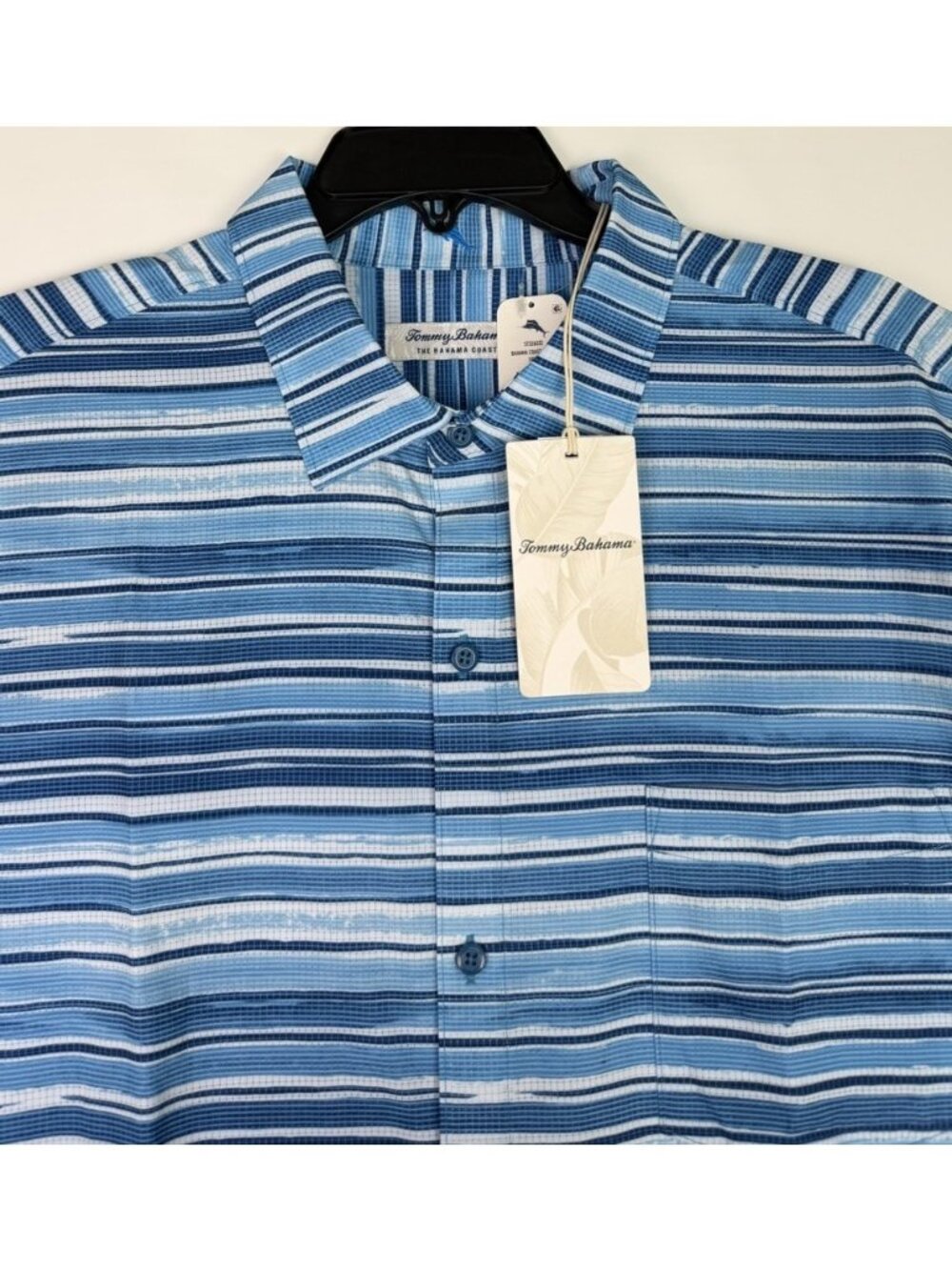 Tommy Bahama XL Coast Ripple Tides Island Short-Sleeve Shirt, Blue Canal NWT